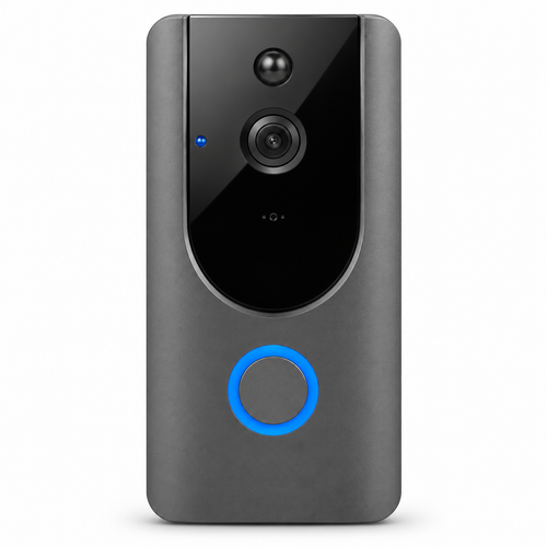 Campainha de vídeo Wi-Fi com câmara e anel azul, Orvio