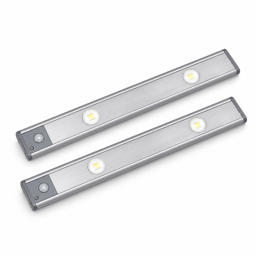 Pack de 2 barras de luz LED com sensor de movimento, em fundo branco