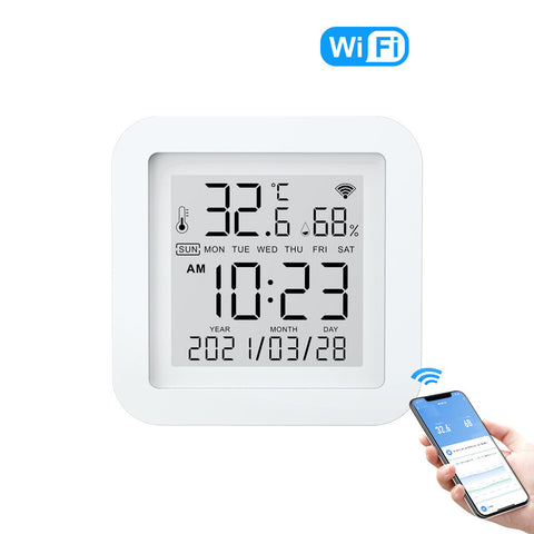Sensor de Temperatura e Humidade Wi-Fi com Ecrã — Monitorização no Telemóvel
