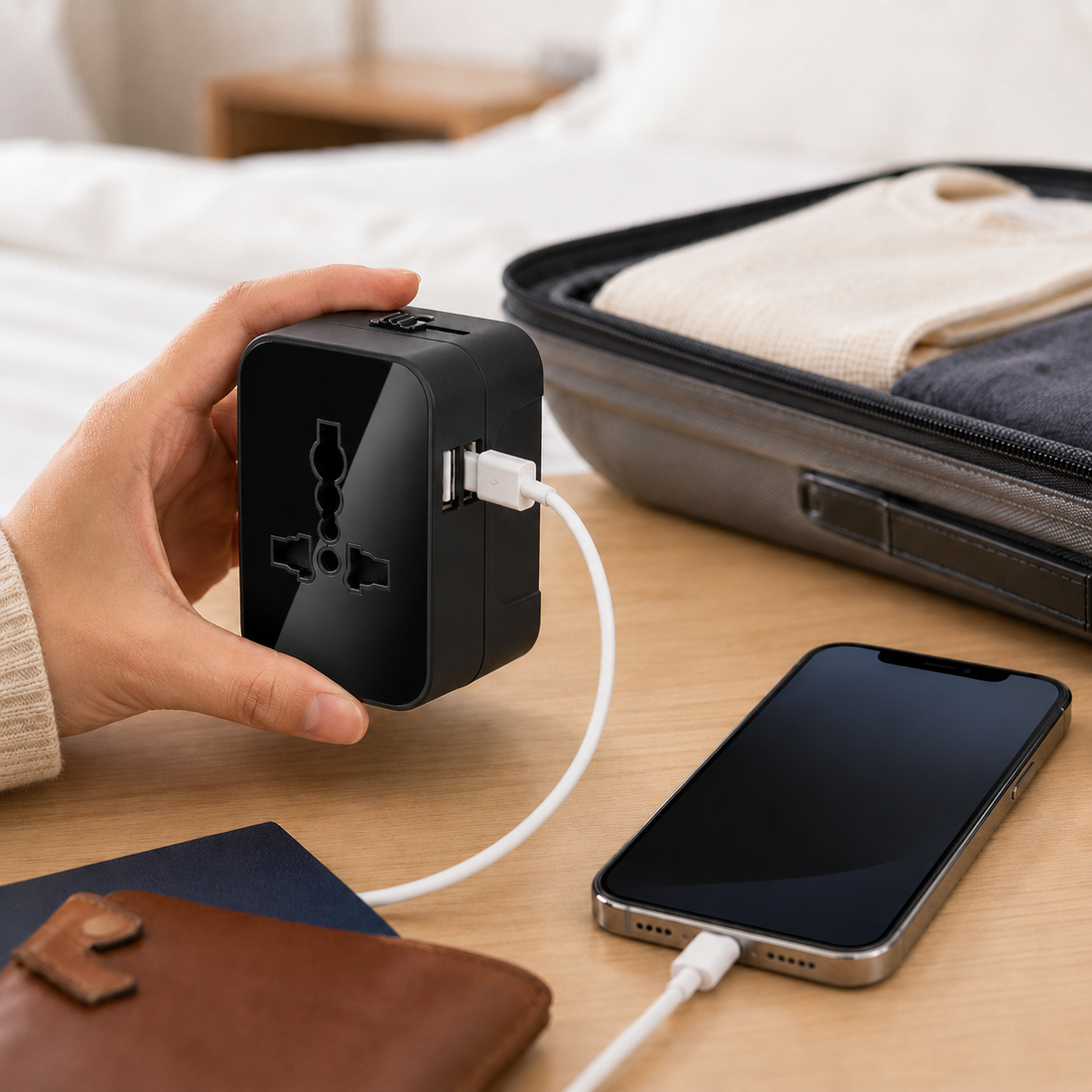 Universal Travel Adapter with Dual USB Charging Ports
