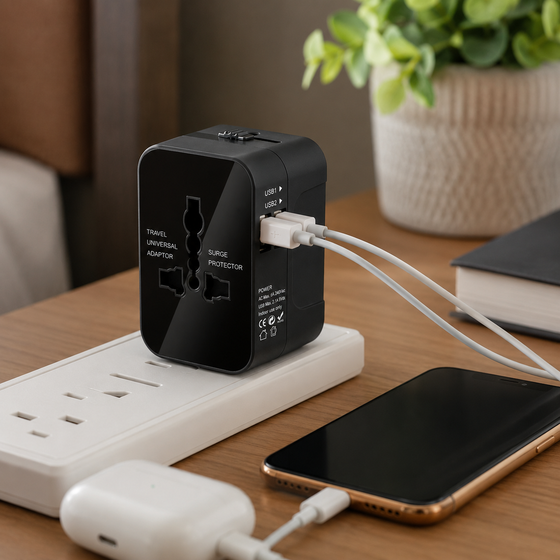 Universal Travel Adapter with Dual USB Charging Ports