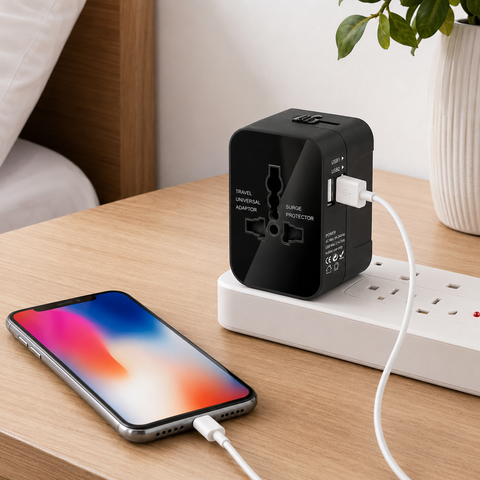 Universal Travel Adapter with Dual USB Charging Ports